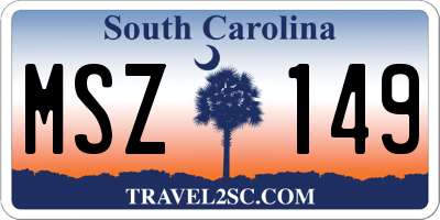 SC license plate MSZ149
