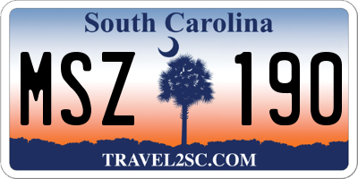 SC license plate MSZ190
