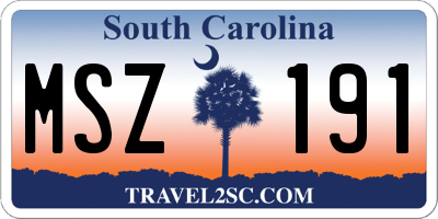 SC license plate MSZ191