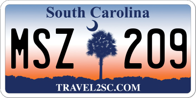 SC license plate MSZ209