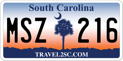 SC license plate MSZ216
