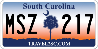 SC license plate MSZ217