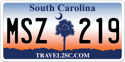 SC license plate MSZ219