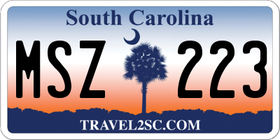 SC license plate MSZ223