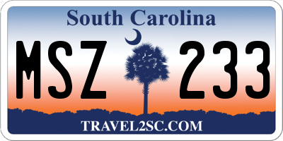 SC license plate MSZ233