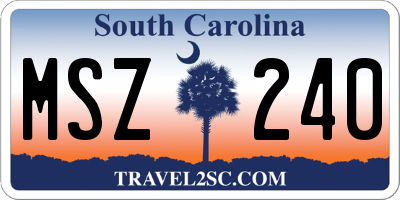 SC license plate MSZ240
