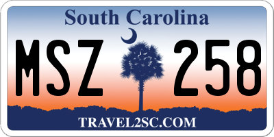 SC license plate MSZ258