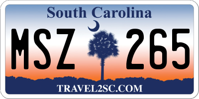 SC license plate MSZ265