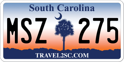 SC license plate MSZ275