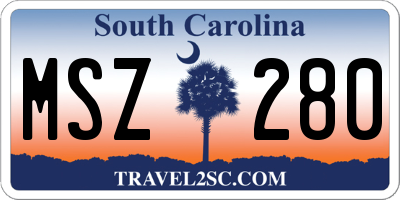 SC license plate MSZ280