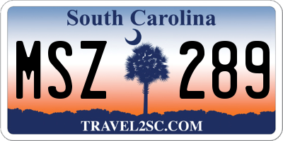 SC license plate MSZ289