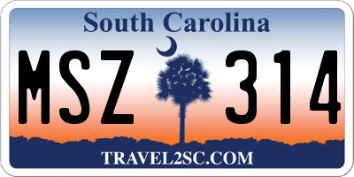 SC license plate MSZ314