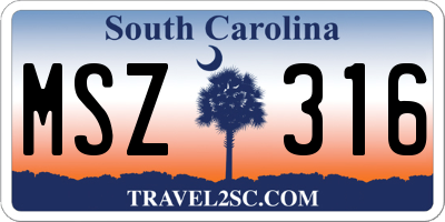 SC license plate MSZ316