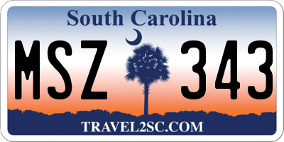 SC license plate MSZ343