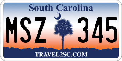 SC license plate MSZ345