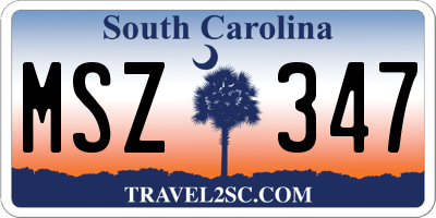 SC license plate MSZ347
