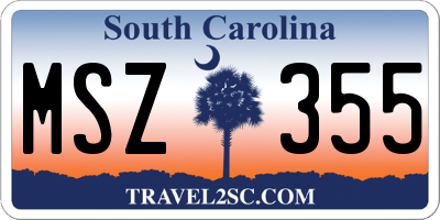 SC license plate MSZ355