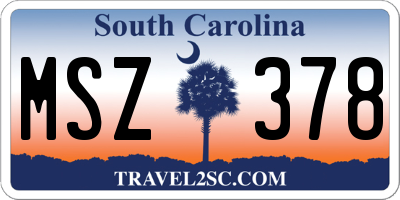SC license plate MSZ378