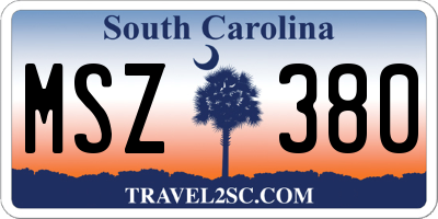 SC license plate MSZ380