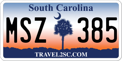 SC license plate MSZ385