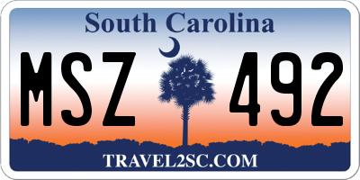 SC license plate MSZ492
