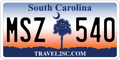 SC license plate MSZ540