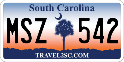 SC license plate MSZ542