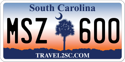 SC license plate MSZ600