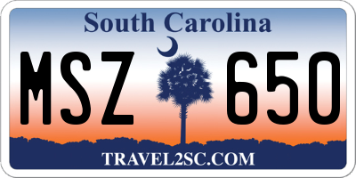 SC license plate MSZ650