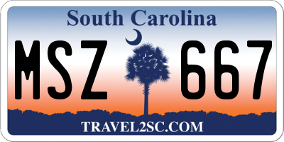 SC license plate MSZ667