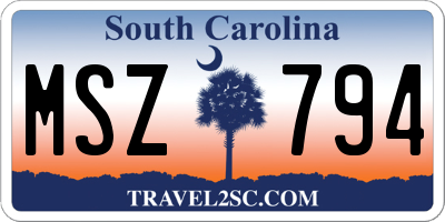 SC license plate MSZ794