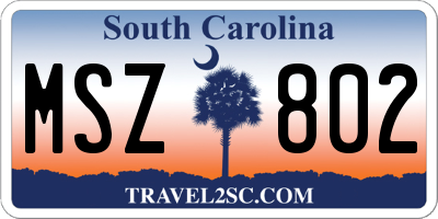 SC license plate MSZ802