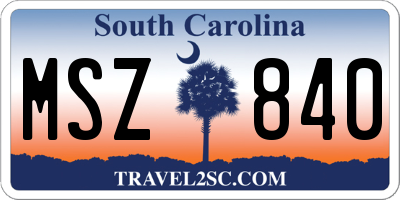 SC license plate MSZ840