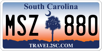 SC license plate MSZ880