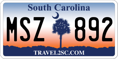 SC license plate MSZ892