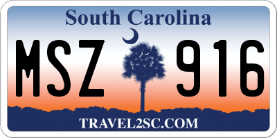 SC license plate MSZ916