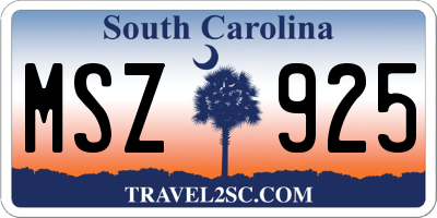 SC license plate MSZ925