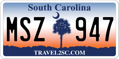 SC license plate MSZ947