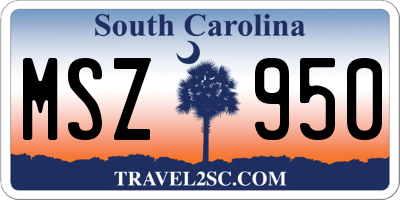 SC license plate MSZ950