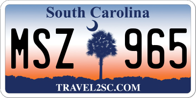 SC license plate MSZ965