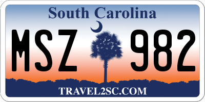 SC license plate MSZ982