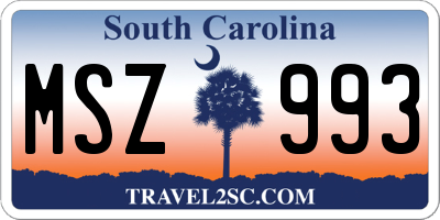 SC license plate MSZ993
