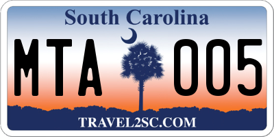 SC license plate MTA005