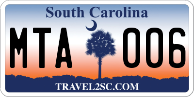 SC license plate MTA006