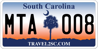 SC license plate MTA008