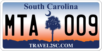 SC license plate MTA009