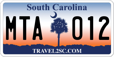 SC license plate MTA012