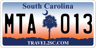 SC license plate MTA013