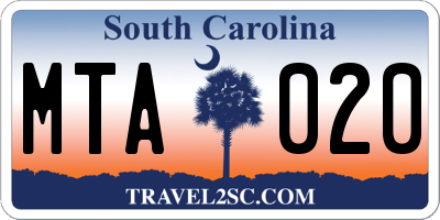 SC license plate MTA020