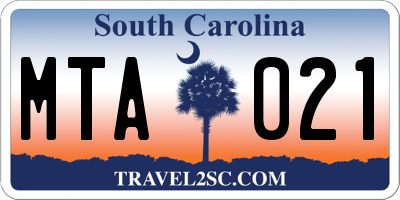 SC license plate MTA021